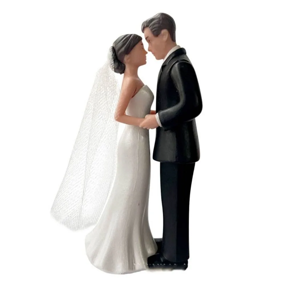Anniversary Decoration Couple Wedding Cake Topper Elegant White/Black Cake Toppers Dolls Creative PVC Bride & Groom Figurines