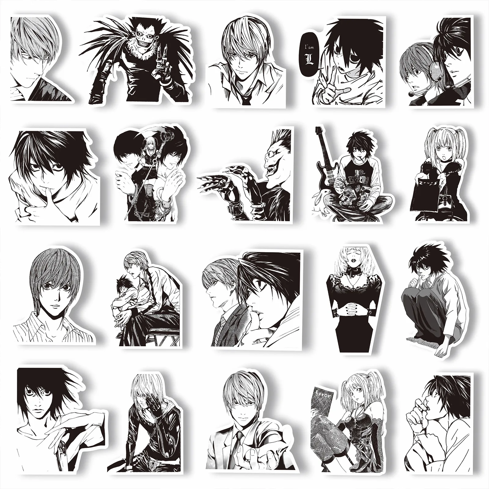 65PCS Anime Death Note Stickers Black White Decals Scrapbook Luggage Laptop Bike Suitcase Car Graffiti Sticker Decoration Toy