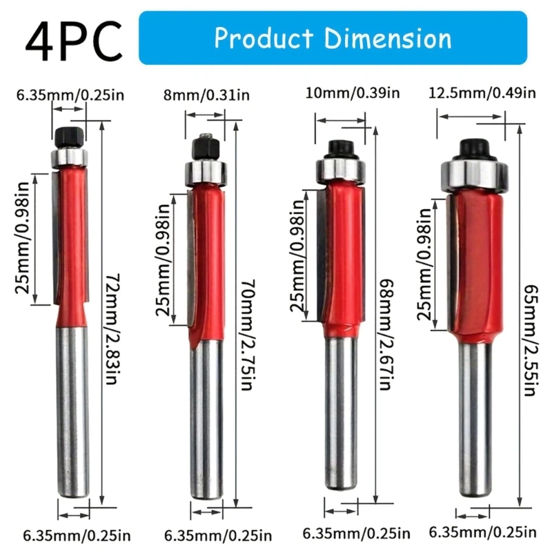 4pcs عمليات تقليص الحافة المطلية باللون الأحمر المغطى بمشاريع الأعمال الخشبية والحرفية. y5ga