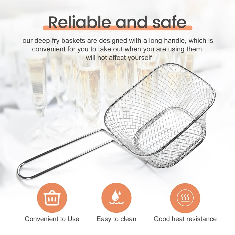 سلة مقلية سلة القلي حامل القلي الفرنسي رقاقة سلة صغيرة سلال الطعام لخدمة حامل البطاطس المقلية القابلة لإعادة الاستخدام المقلاة العميقة للمنزل