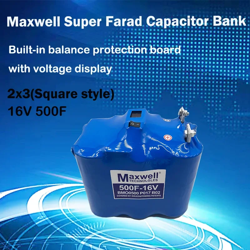 

Suitable for Maxwell 16V 500F Super Farad Capacitor Car Rectifier 2.7V 3000F Audio Capacitor with Balance Plate Voltage Display