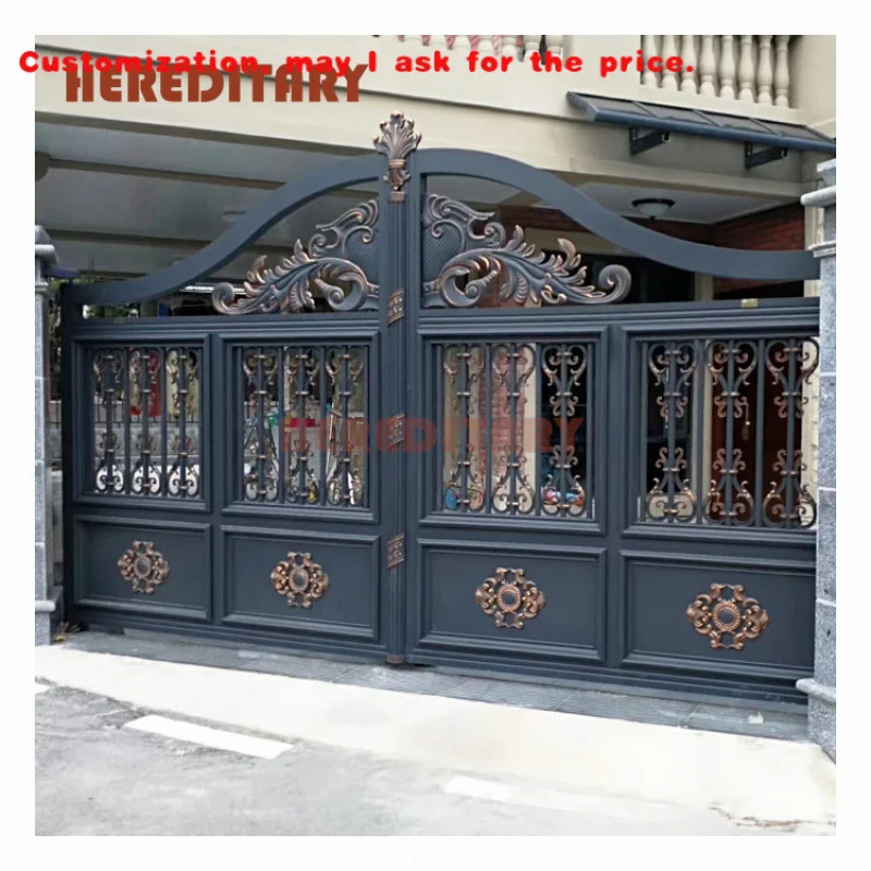 custom.Hot Sale Aluminum Garden Black Aluminum Fence Gate Sliding Door Latest Main Gate Designs