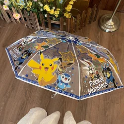 Pokemon Anime Pikachu Umbrella Cute Cartoon Children Transparent Folding AutomaticUmbrella Kawaii Student Baby Kindergarten Gift