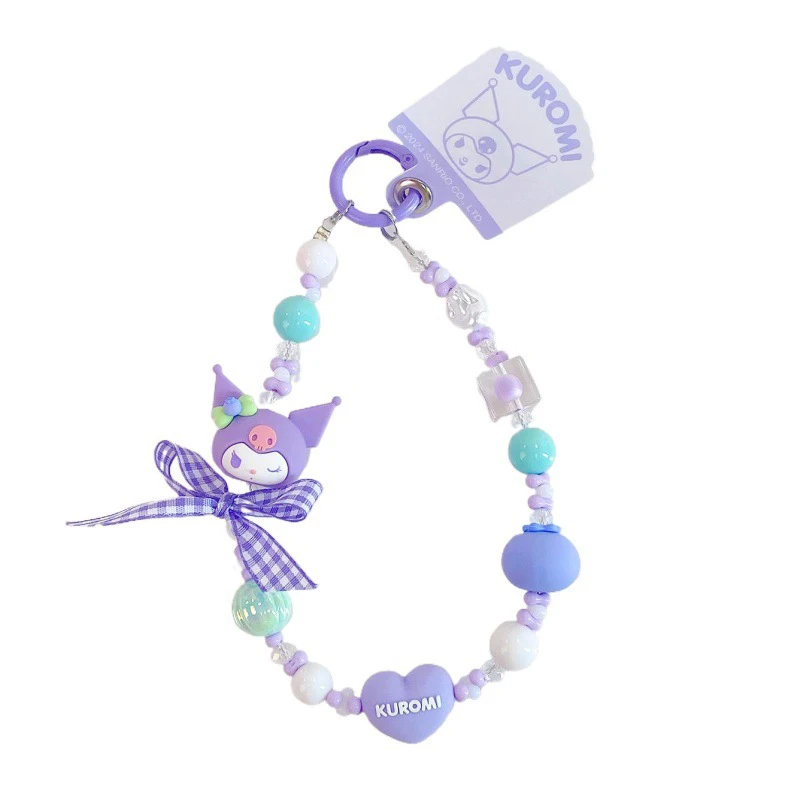 

Kawaii Sanrio Hello Kitty Phone Chain Bowknot Beads Melody Cinnamoroll Charm Wrist Strap Earphone Case Pendant Bag Decor