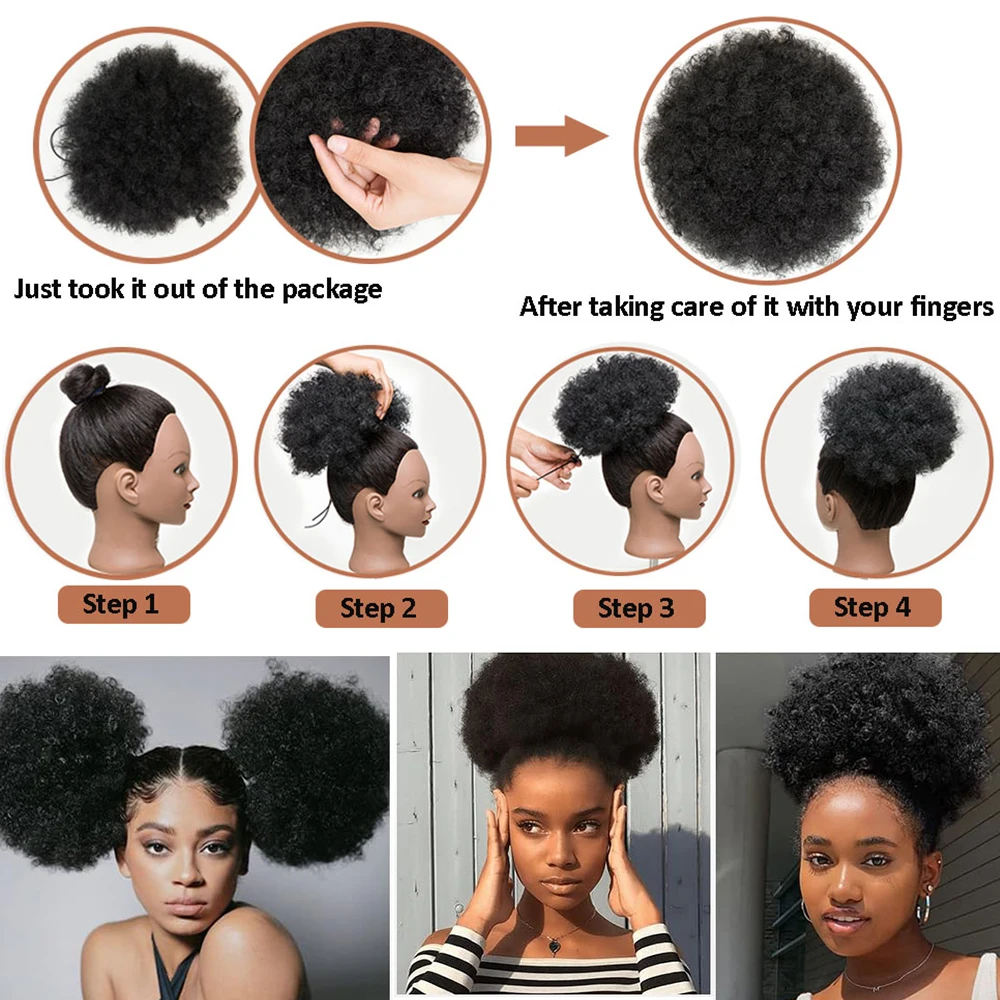 Synthetic Kinky Curly Afro Drawstring Ponytail for Women