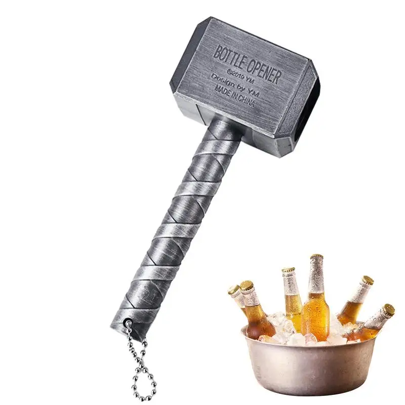 ThorHammer Bottle Opener Refrigerator Hammer Of ThorShaped Bottle Beer Opener With Etched Enchantment Long Handle of Metal