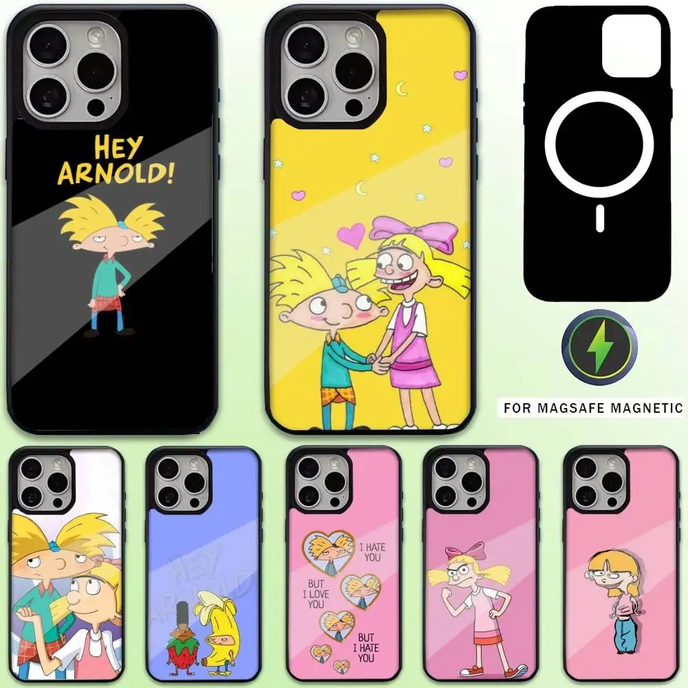 

Hey Arnold Fondos Cartoon Phone Case For iPhone17,16,15,14,13,12,11 Plus,Pro Max Magnetic For Magsafe Wireless Charging
