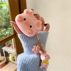 For Apple AirPods 1 2 3 Pro Case Cover Cute Cartoon Flower Pig Wireless Silicone Earphone Protect Box For airpods Pro 2 Keychain