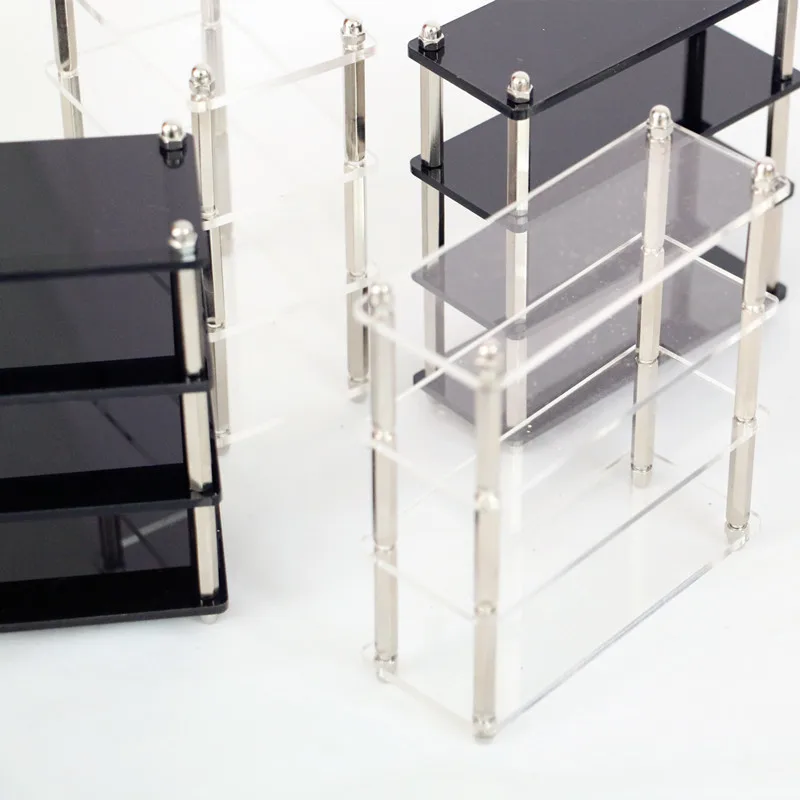 1Pcs 1/12 Dollhouse Transparent Black Storage Rack Bookshelf Display Cabinet Dolls House Furniture Decoration Accessories