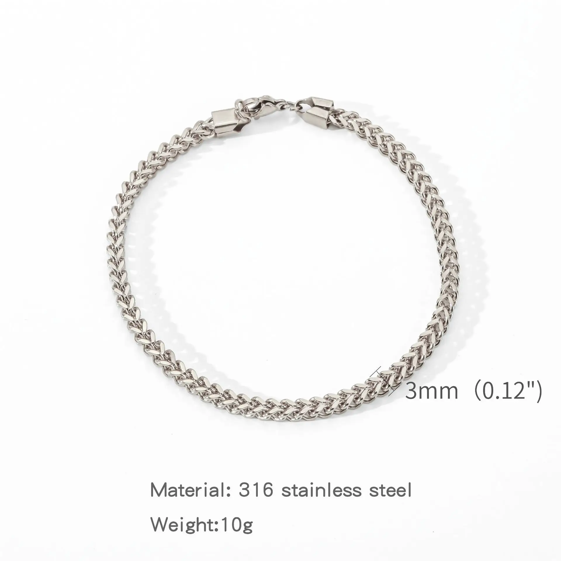 3mm Edelstahl Geometrisches Quadratisches Kubanisches Armband Einfaches Herrenarmband Trendiger Schmuck Armband für Damen Accessoires – Detail 6