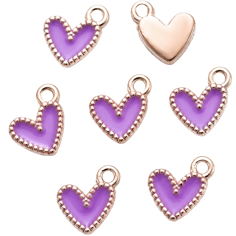 30pcs 10 colors small love heart Alloy Metal Enamel Charms Pendant DIY Bracelet Necklace earrings Jewelry making accessories