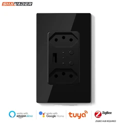 Shawader Smart Zigbee ripetitore di segnale presa a muro USB elettrico brasile presa PC pannello di vetro remoto Tuya Alexa Google Home