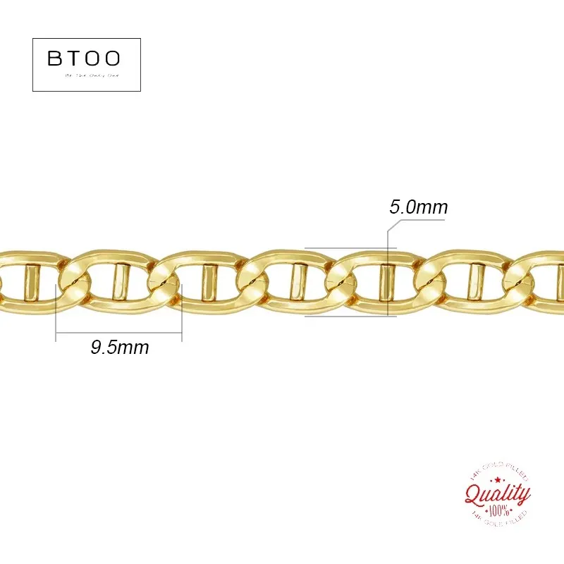 14K Gold Filled Anchor Chain 5mm Width Gold Filled Mariner Chain For Jewelry Making Unfinished Chain Necklace Bracelet