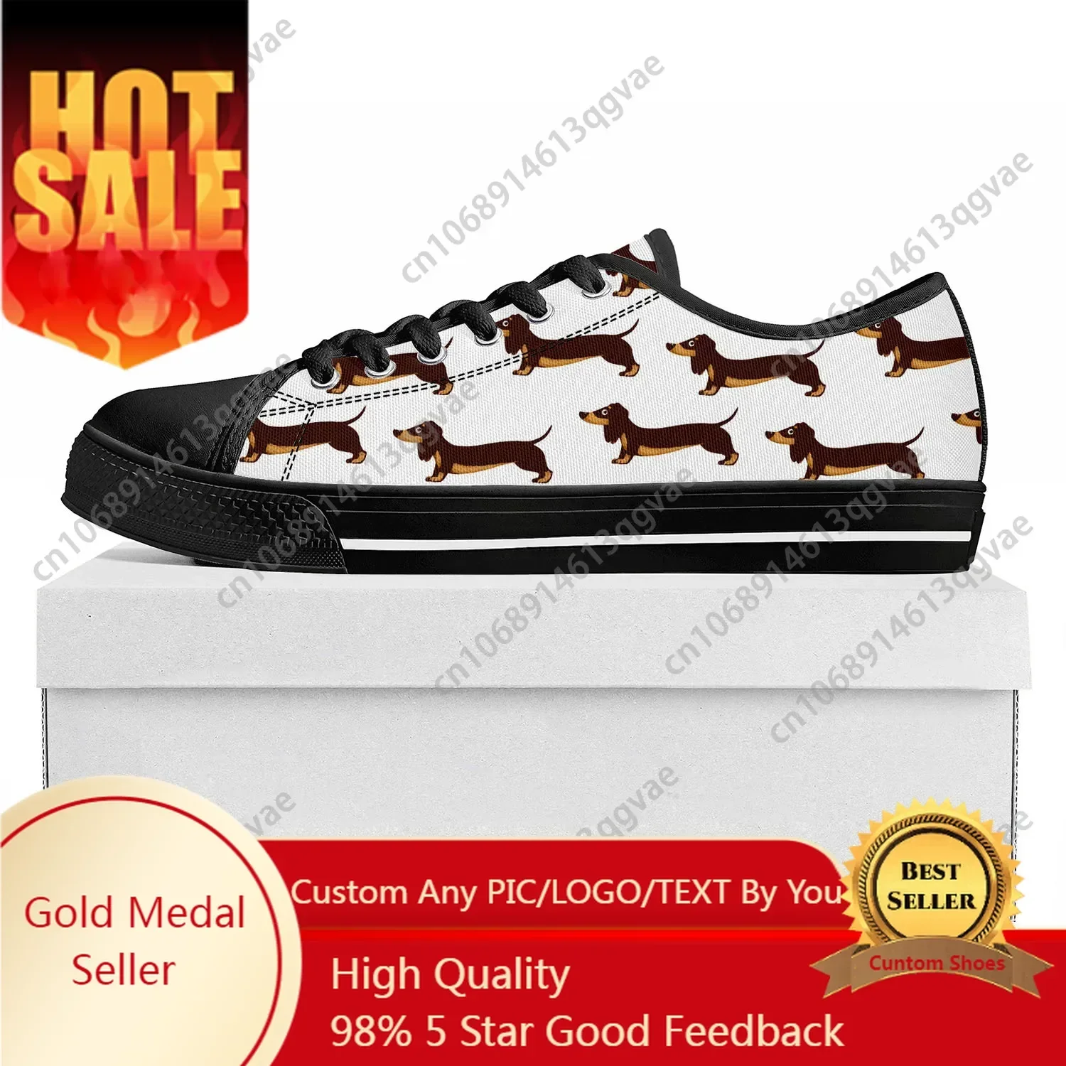 Cute Dachshund Pet Dog Low Top High Quality Sneakers Mens Womens Teenager Canvas Sneaker  Prode Casual Couple Shoes Custom Shoe