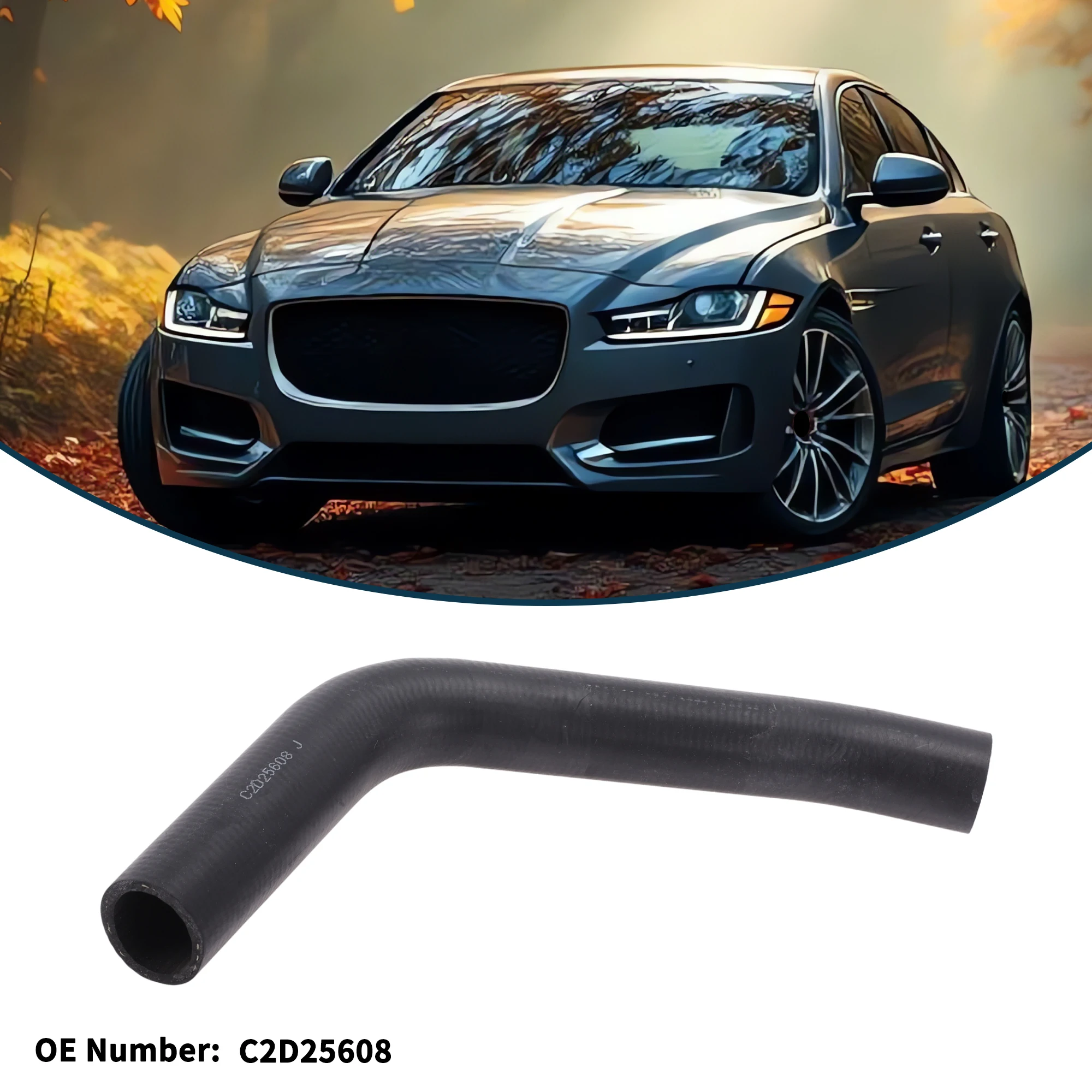 Motoforti خرطوم المبرد سخان خرطوم رقم C2D25608 لجاكوار XF 2013-15 أنبوب تبريد سائل مطاطي أسود 1 قطعة #3