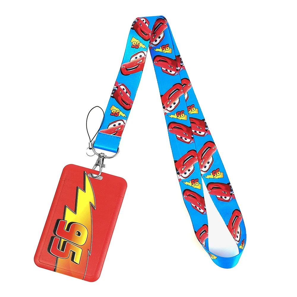 1 قطعة سلسلة مفاتيح Pixar Cars Lightning McQueen Lanyards-حامل شارة الهوية من البوليستر مثالي للمفاتيح والهاتف والبطاقة هدية مثالية لمحبي