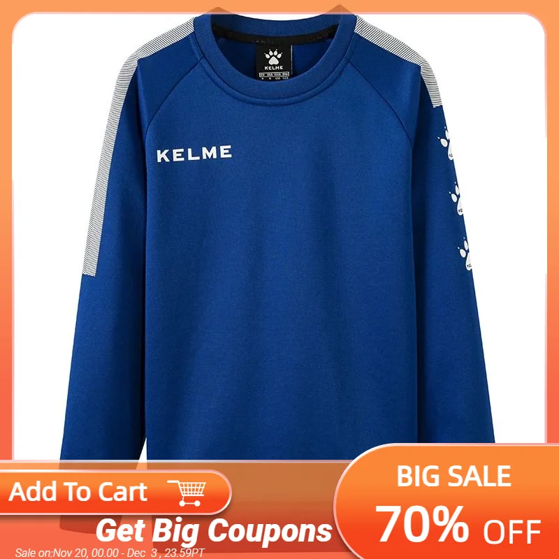 

Kelme Children's Sports Hoodie Round Neck Long Sleeved Sportswear Student Football Training Pullover