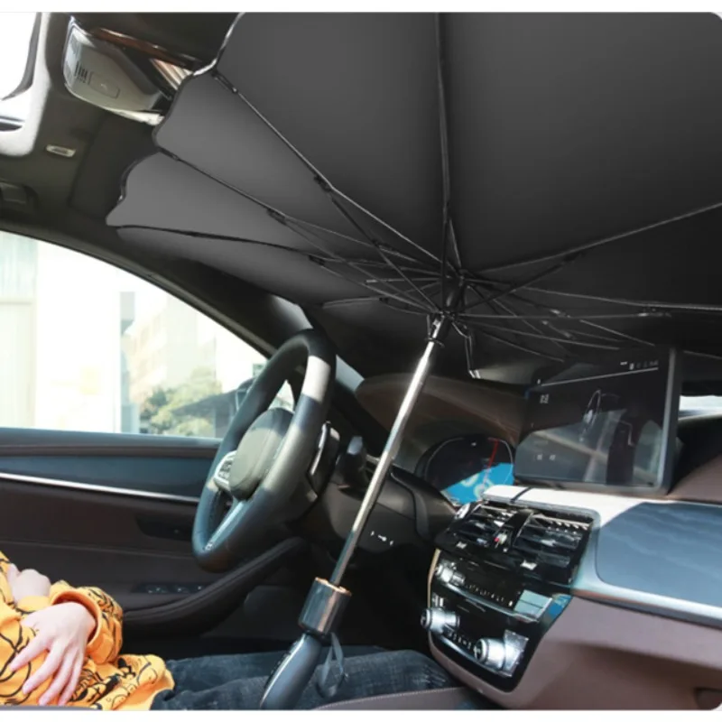 Car Sunshade Umbrella-style Front Glass Sunshade Sunscreen Heat Insulation Cloth Car Windshield Sunshade Car Umbrella Shade image 2
