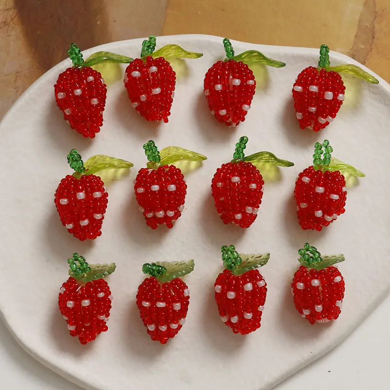 2 шт. летние маленькие свежие трехмерные зеленые листья клубника DIY ручная работа плетеные кабошоны для ювелирных изделий maki