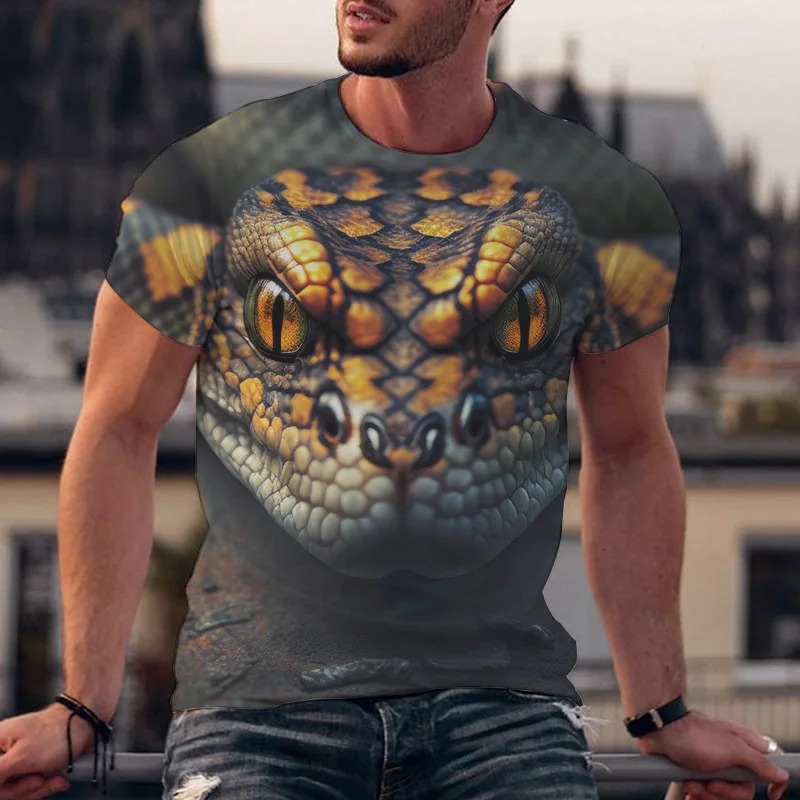 Horror Snake 3D Print T-Shirts Streetwear Casual Men Women Fashion Oversized Short Sleeve T Shirt O-Neck Kids Tees Tops Clothing