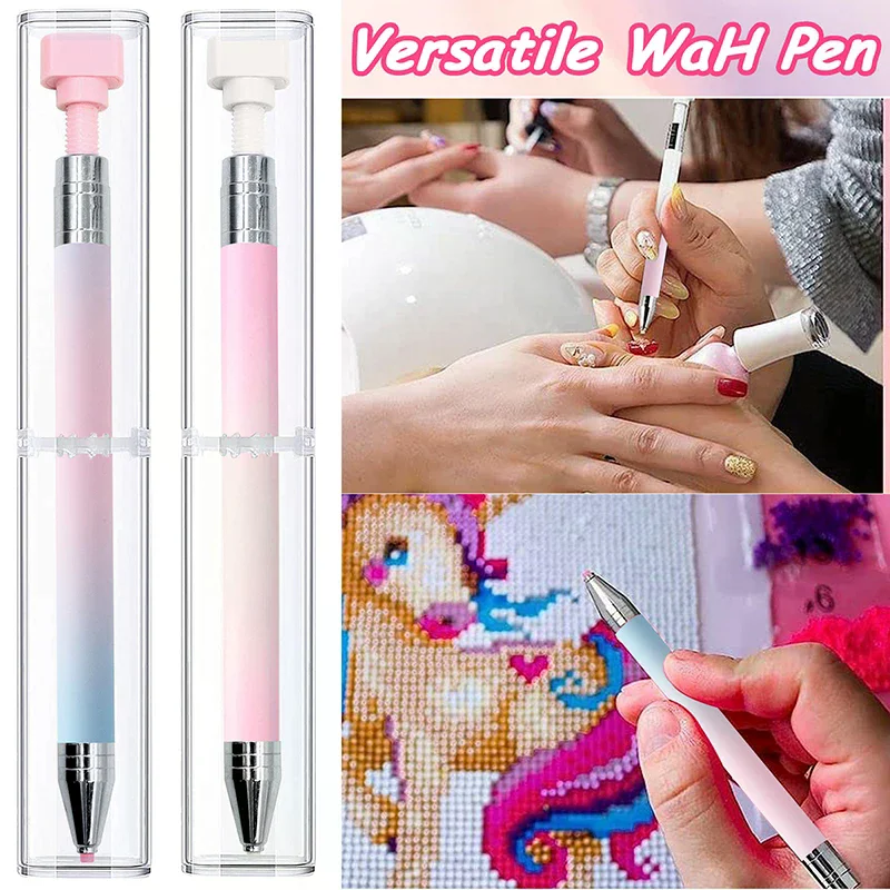 Revolving Wax Pen for Nail Art with Rhinestones Tools, Macaron Gradient Diamond Painting Pen with Refillable Wax