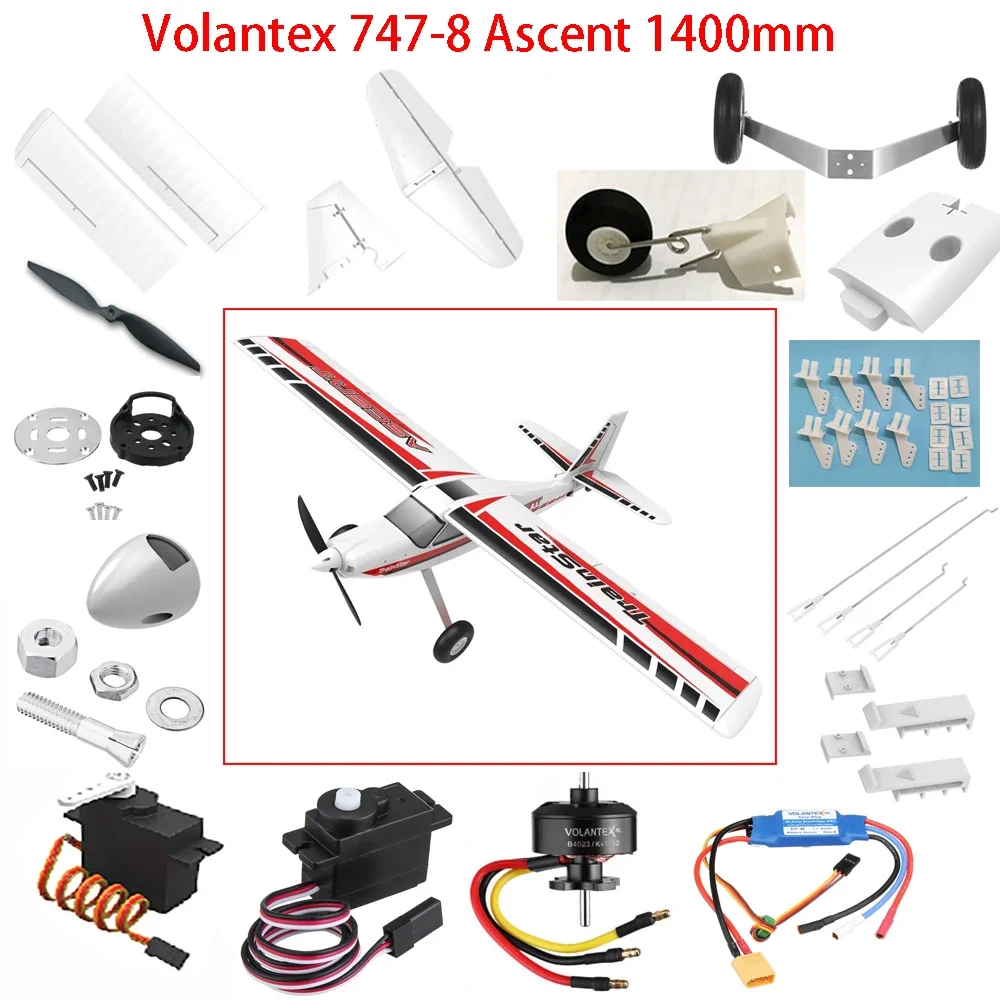 Volantex  747-8 Ascent 1400mm RC Airplane parts: Propeller  Servo horns Gear box Motor Receiver charger etc