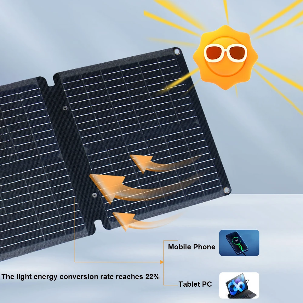 120W Folding Solar Panel Complete Camping Solar Power Bank Station Portable Generator Charger 5V USB Type-C for Car Caravan Camp