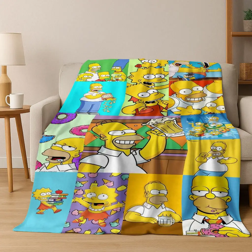 

3D The Simpsons Cartoon Hip Hop Art Flannel Blanket,Cozy Soft Throw Blanket for Home Bedroom Bed Sofa Picnic Cover Gift Kid
