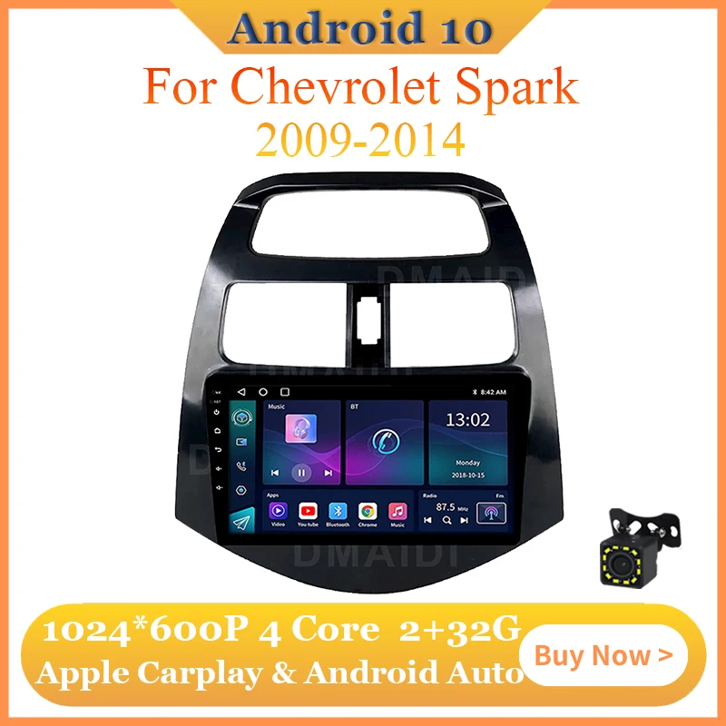 Android 10 GPS Navigation Wireless Carplay  Android Auto For Chevrolet Spark 2009-2014 Car Multimedia Video Player Bluetooth