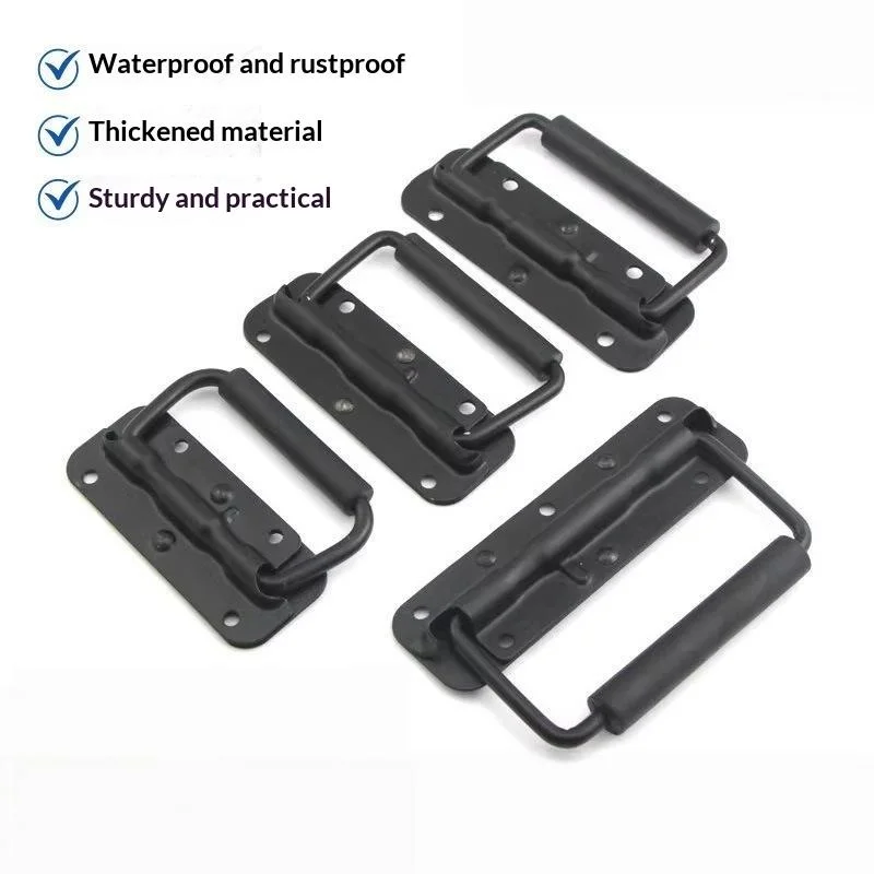 AttireTrove1Pcs Spring Handle Black Luggage Spring Handle Folding HandleTool Box Movable Ring Industrial Equipment Cabinet