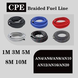 AN4 ~ AN20 Universal Fuel Hose Oil Gas Cooler Hose Line Pipe Tube Nylon Stainless Steel Braided Inside CPE Rubber 6colors