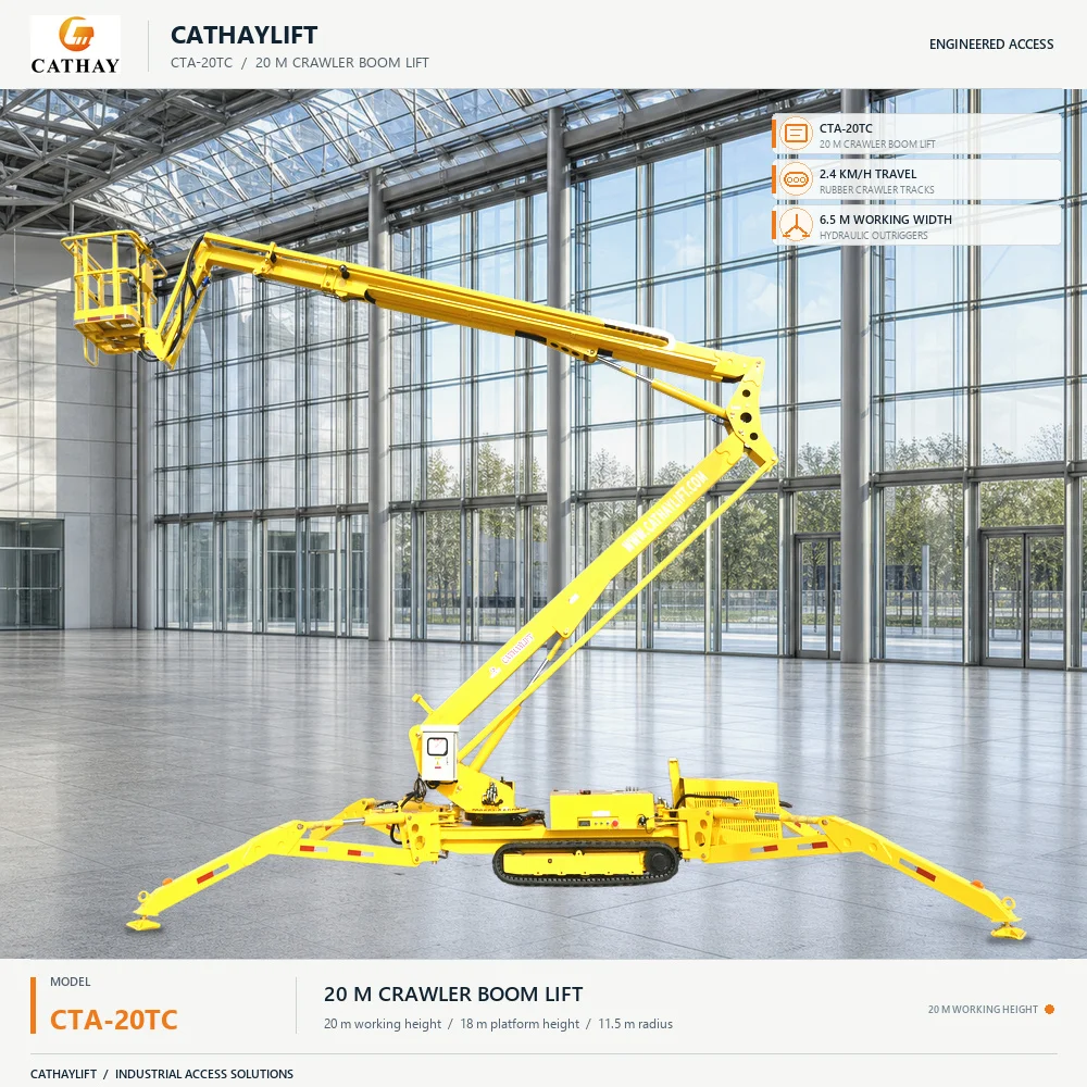 Cathaylift Diesel Powered Hydraulic Aerial Lifting Work Platform Adjustable Crawler Tracked Spider Cherry Picker Lift with CE