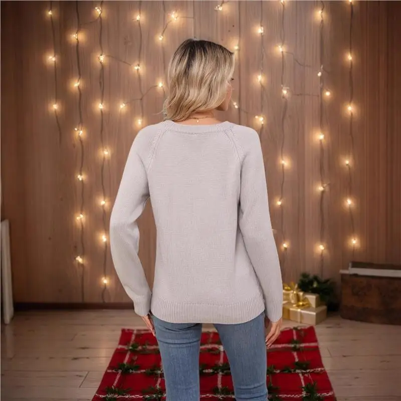 

Cisas Theme Embroidered Sweater Women's Knitted Long Sve Mid-Length Overhead Sle Faionable Commute Sle Autumn Wi...