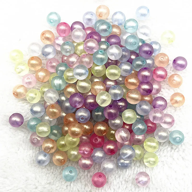 New 50pcs 8mm Matte Golden Powder Series Round Acrylic Loose Spacer Beads for Jewelry Makeing Diy Bracelets Accessories