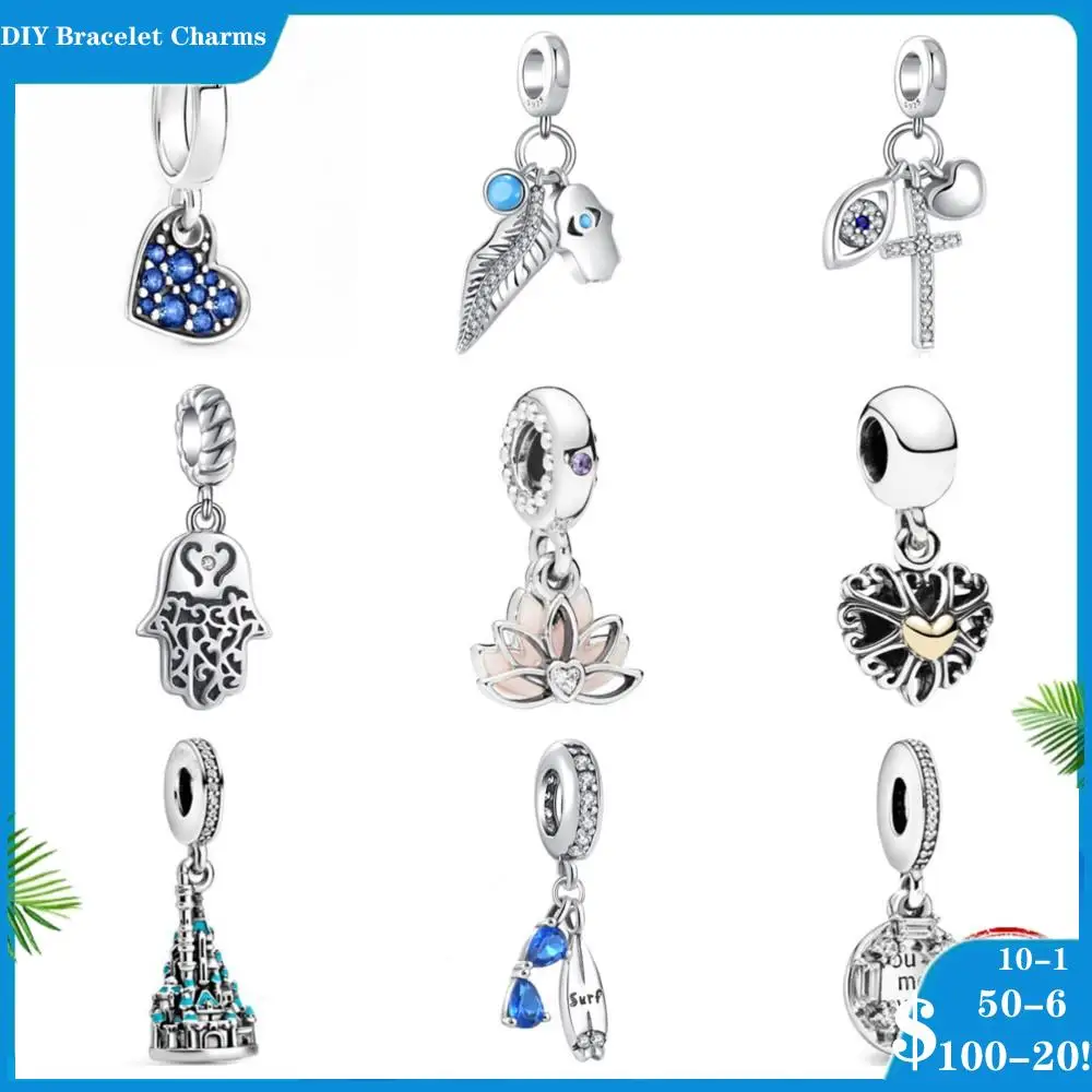 

Fit Original Pulseira Pandora Charms Bracelet diy Pandora Beads Lotus Castle Surfboard Cross For Women Jewelry Making Berloque