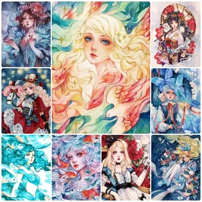 quebra-cabeca-floral-fantasia-de-senhora-em-aquarela-suave-e-sonhadora-com-vibe-vintage-pastoral-aconchegante-e-relaxante