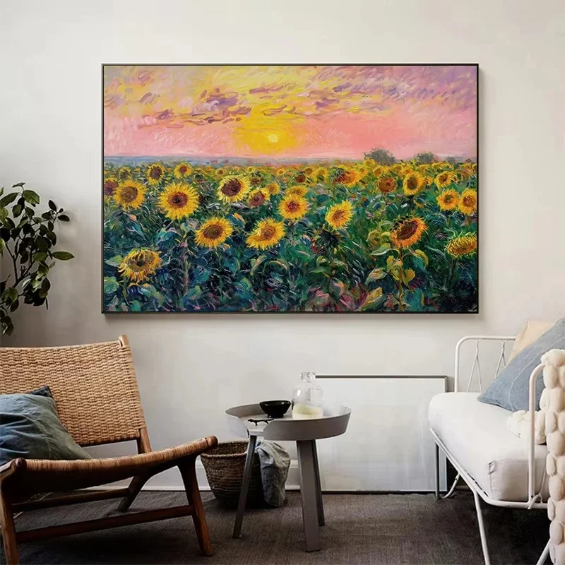 1pc frameless Canvas Painting Spring Academy Wind Plant Flowers Daisies Tulip Butterfly Bees Retro Poster Prints Canvas Painting