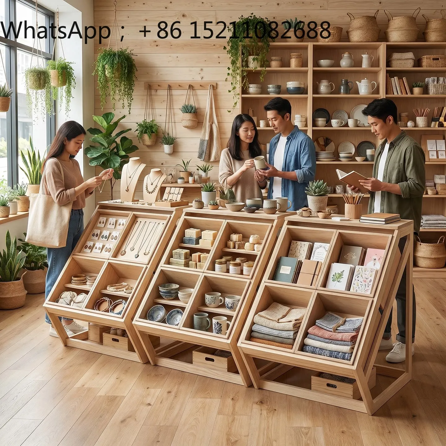 SCY product display stand Solid wood Nakajima commercial stand High-end merchandise exhibition cabinet
