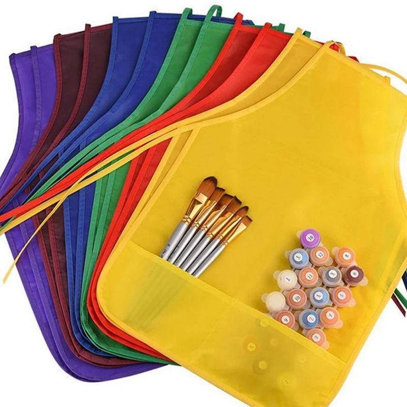 

Children's Fabric Aprons With Pockets Kitchen Classroom Arts Crafts Painting 36*48cm For Kitchen, School Events, Arts And Crafts