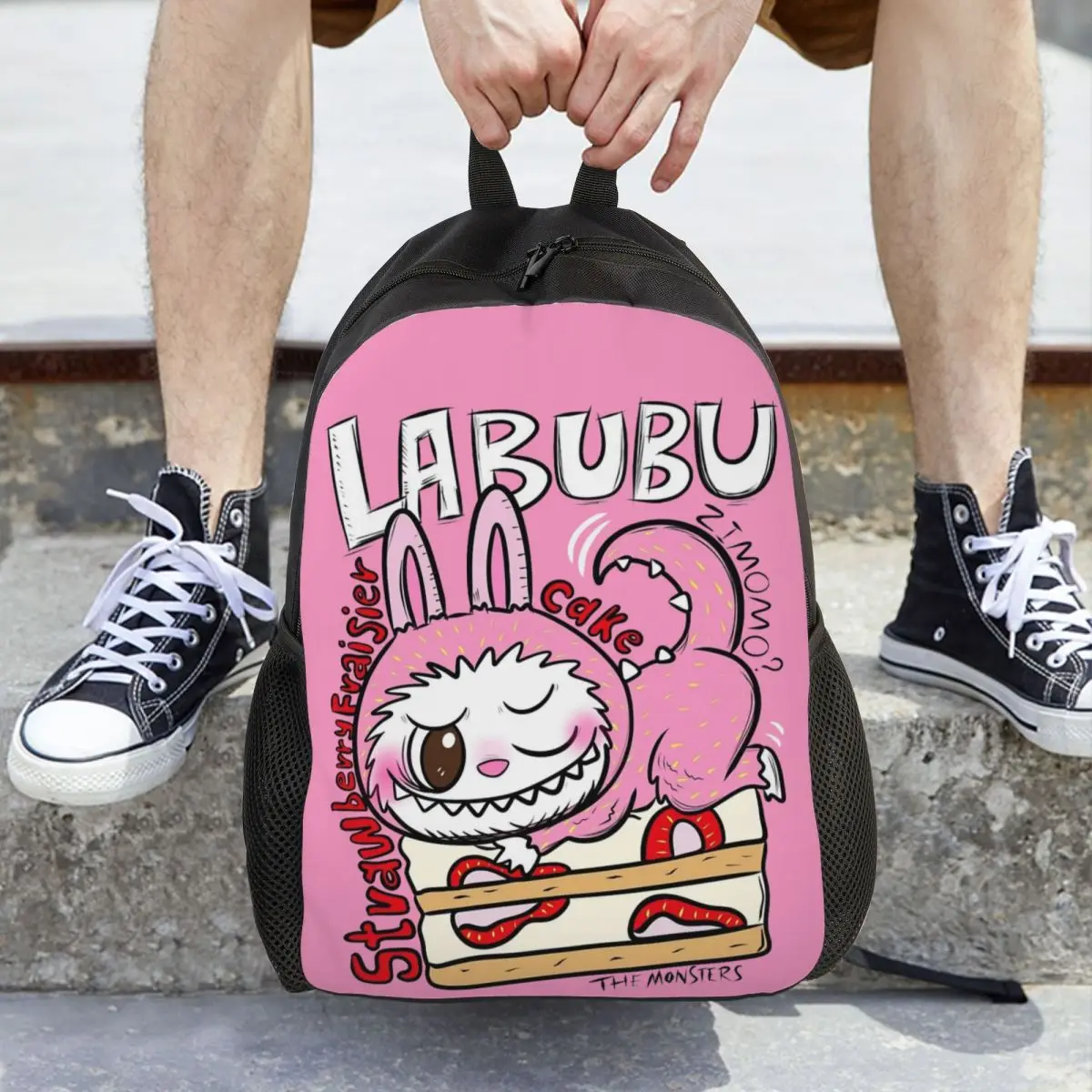 POP MART Labubu Strawberry Cake Cute Popmart Backpack for Girls Boys Kids Lightweight Backpacks Bag for Toddlers Kindergarten