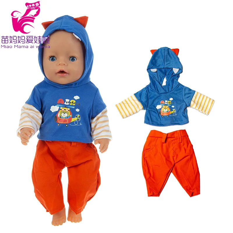 43cm Baby Doll Boy Clothes 17 inch Boy Dolls Shirt And Pants Toy Doll Outfit