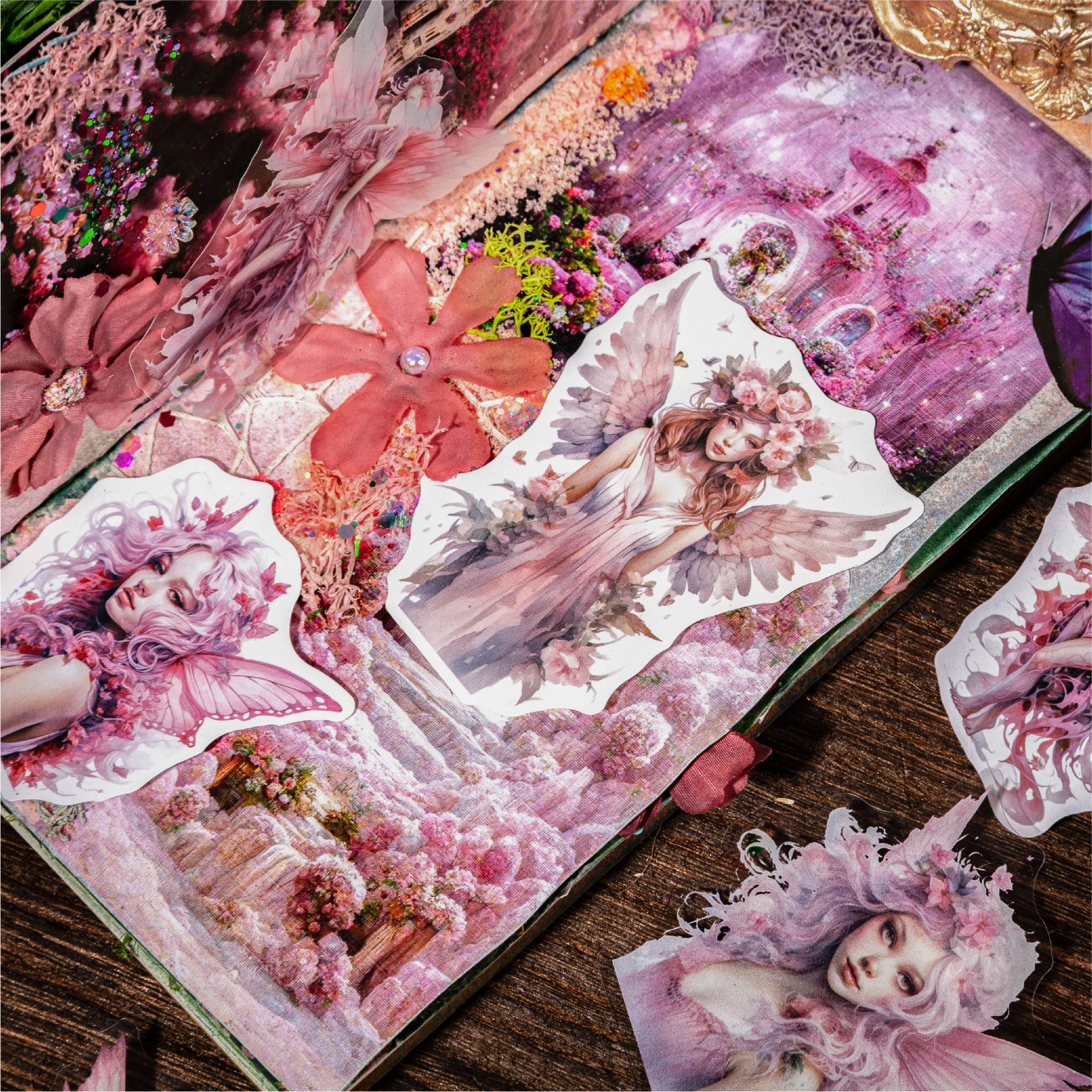 Silent Forest Immortal Seeking Series Vintage Tree Flower Landscape Material Paper Creative DIY Junk Journal Collage Stationery