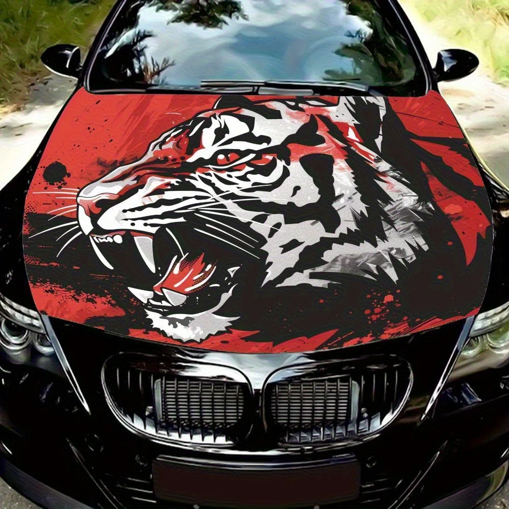 

Durable Roaring White Tiger Hood Decal - Vibrant Car Vinyl Wrap For Engine Protection, Ideal Gift For Car Enthusiasts, Durable C