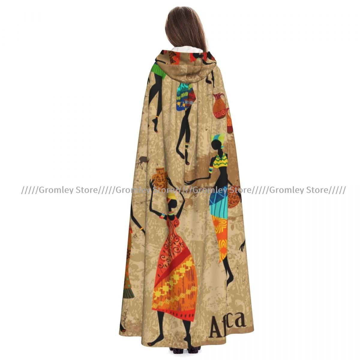 African Women Vintage Background Witch Cloak Halloween Cosplay Costume Adult Unisex Cloak Retro Ages Cape