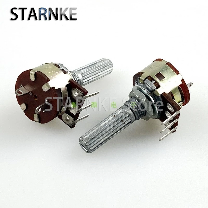 2PCS 16 Type B5K B50K Single Inside Bend Feet Amplifier Speaker Volume Adjustment Potentiometer Flower Shaft 25mm 3-Pin