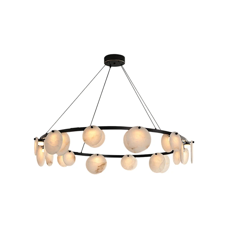

Moon Marble Pieces Dimmable LED 2026 Chandelier Lustre Alabaster Pendant Light Suspension Luminaire Lampen For Living Room