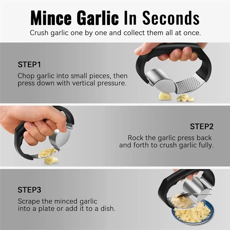 For Effortless Forcing Gar-Press Rocker-Stainless Steel 2-In-1 Kitchen Gadget For Garlic Crushing Crusher