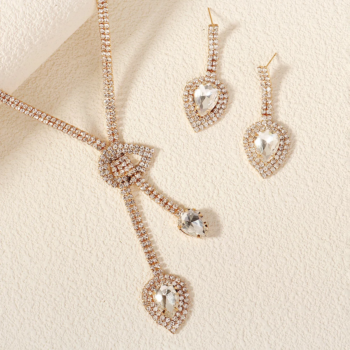 Baroque Large Rhinestone Necklace Earrings Set For Women Luxury Full Diamonds Costume Jewelry Accessories Gifts for friends