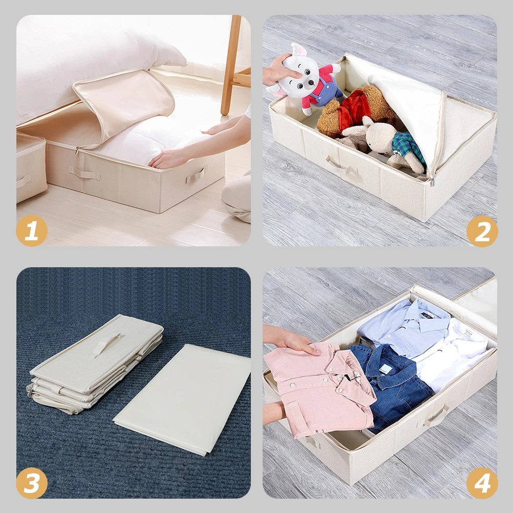 

Foldable Under Bed Storage Bins 210D Polyester Bags Containers Save Space Store Clothes Toys Books Design Low