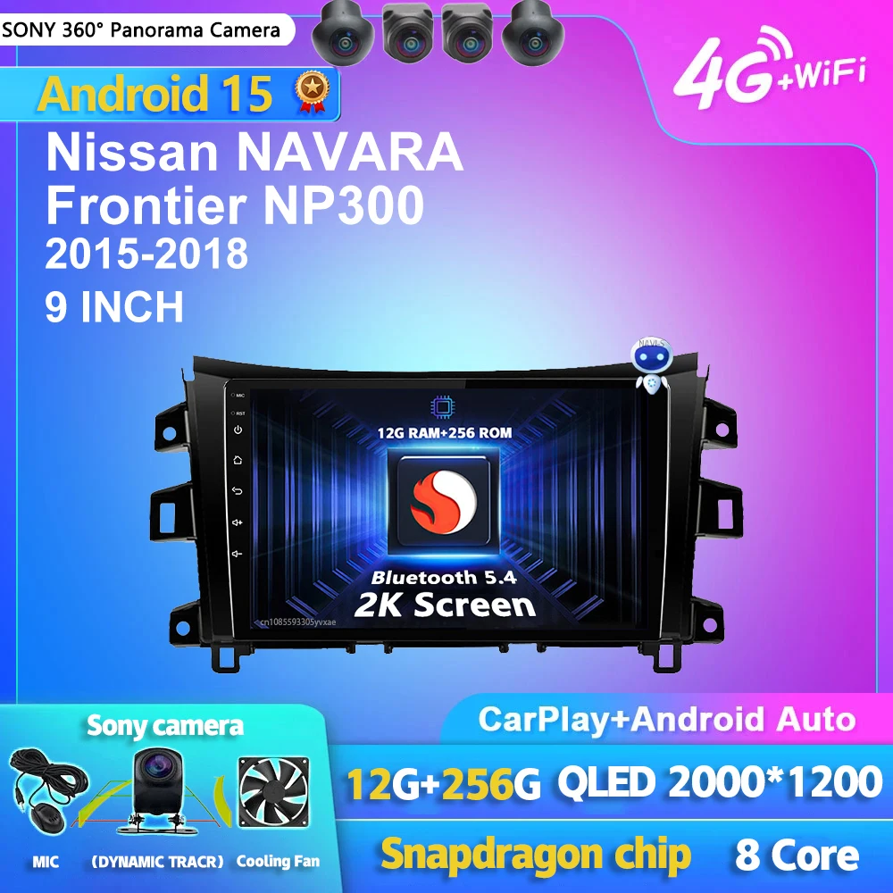 

Android 15 Carplay Auto 2K экран автомобильный радиоприемник мультимедийный плеер GPS для Nissan NAVARA Frontier NP300 2015-2018 авторадио стерео